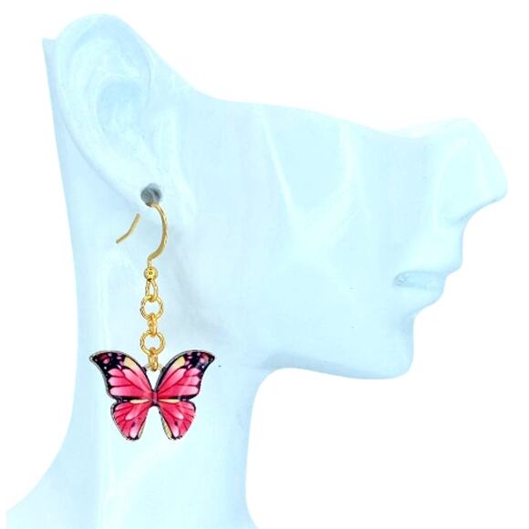 Whimsical Butterfly Dangle Earrings – Spring Summer Jewelry - Picture 2 of 4